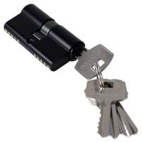 Цилиндр ключевой, ключ-ключ, 60 мм, 5 ключей, черный