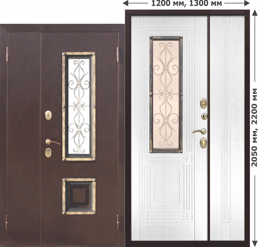 Входная дверь Венеция Беленый Дуб w1200/1300